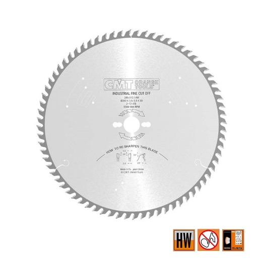 Afbeeldingen van CMT Afkortzaag voor massief hout 350x30x3.5mm Z72 HW - 285.072.14M