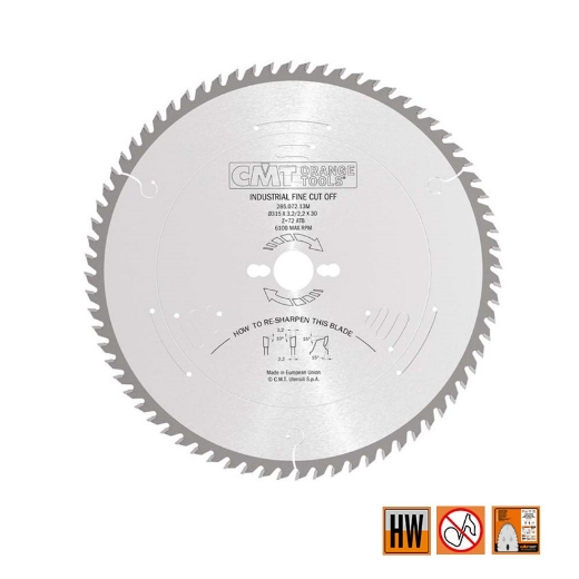 Afbeeldingen van CMT Afkortzaag voor massief hout 315x30x3.2mm Z72 HW - 285.072.13M