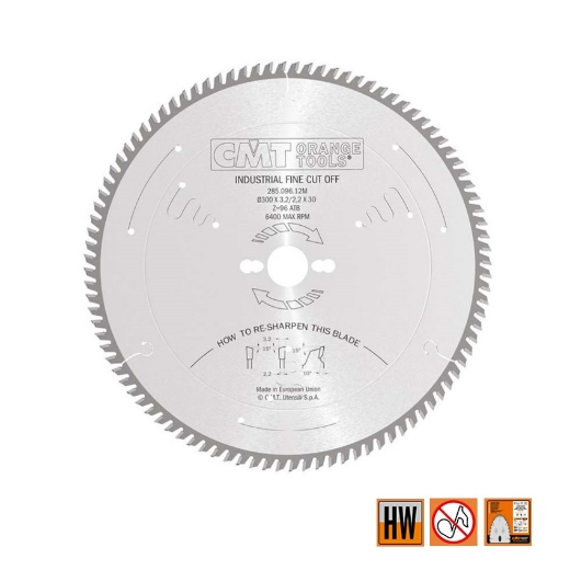 Afbeeldingen van CMT Zaagblad voor fijne afwerking, voor massief hout 300x30x3.2mm Z96 HW - 285.096.12M