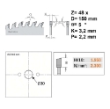 Afbeeldingen van CMT Zaagblad voor fijne afwerking, voor massief hout 150x30x3.2mm Z48 HW - 285.048.06M