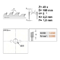 Afbeeldingen van CMT HW afkortzaag voor draagbare machines, voor massief hout 160x20x2.2mm Z48 HW - 285.160.48H