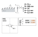 Afbeeldingen van CMT Afkortzaag voor massief hout 305x30x3.2mm Z72 HW - 285.072.22M