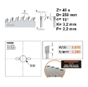 Afbeeldingen van CMT Geluidsarme HW afkortzaag geschikt voor massief hout 250x30x3.2mm Z40 HW - 285.640.10M