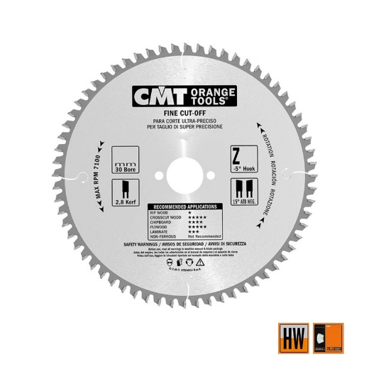 CMT Afkortcirkelzaag voor draagbare machines, voor massief hout 210x25x2.8mm Z48 HW - 292.210.48L