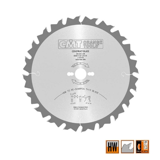 Afbeeldingen van CMT Bouw schulpzaag voor hout met spijkers 300x30x2.8mm Z20 HW - 286.020.12M