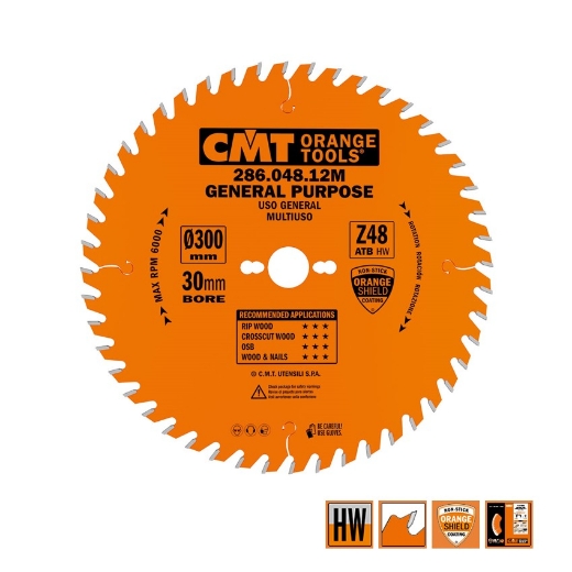 Afbeeldingen van CMT Bouw schulpzaag voor hout met spijkers 300x30x3.2mm Z48 HW - 286.048.12M