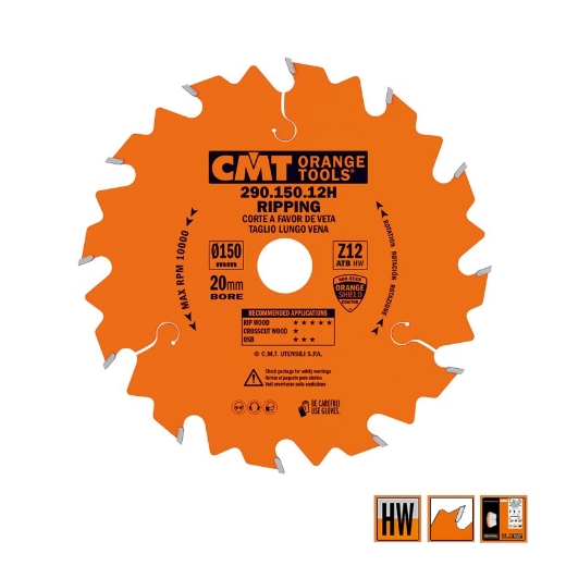 Afbeeldingen van CMT Schulpzaag voor draagbare machines, voor massief hout 150x20x2.4mm Z12 HW - 290.150.12H