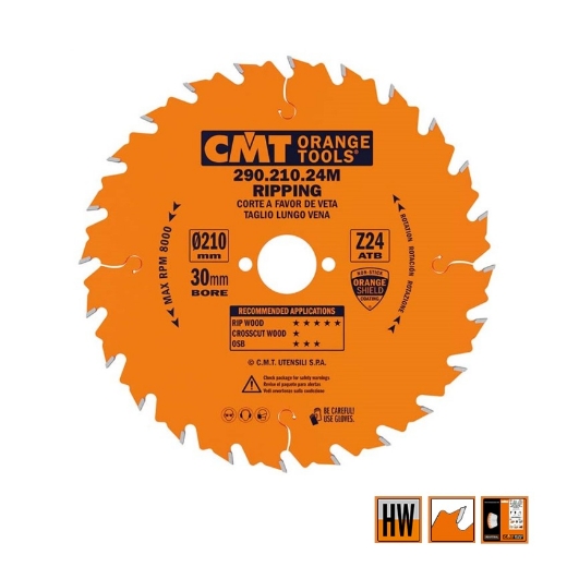 Afbeeldingen van CMT Schulpzaag voor draagbare machines, voor massief hout 210x30x2.8mm Z24 HW - 290.210.24M