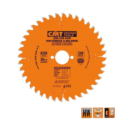 Afbeeldingen van CMT Cirkelzaag voor non-ferro metalen & harde materialen 190x30x2.8mm Z40 HW - 296.190.40M