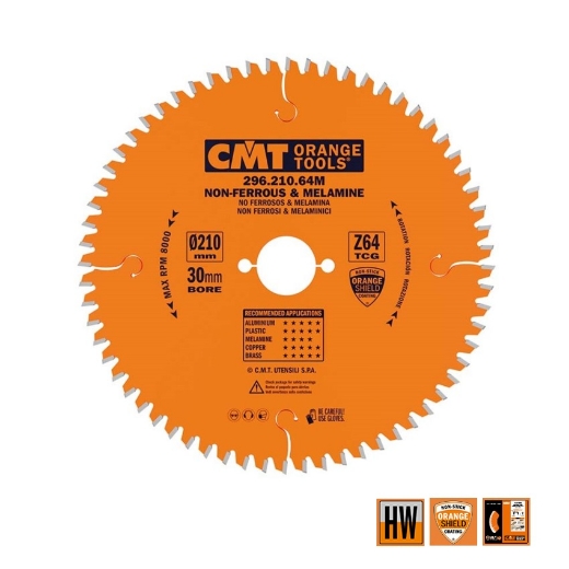 Afbeeldingen van CMT Cirkelzaag voor non-ferro metalen & harde materialen 210x30x2.8mm Z64 HW - 296.210.64M