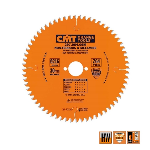 Afbeeldingen van CMT Cirkelzaag voor non-ferro metalen & harde materialen 216x30x2.8mm Z64 HW - 297.064.09M