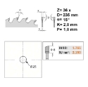 Afbeeldingen van CMT Universele cirkelzaag voor draagbare machines, voor massief hout & multiplex 235x25x2.8mm Z36 HW - 291.235.36L