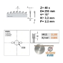 Afbeeldingen van CMT Geluidsarme hol/dak zaag voor tweezijde afwerking, voor plaatmateriaal 250x30x3.2mm Z48 HW - 287.648.10M