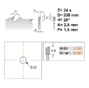 Afbeeldingen van CMT Schulpzaag voor draagbare machines, voor massief hout 235x25x2.8mm Z24 HW - 290.235.24L