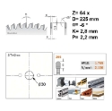 Afbeeldingen van CMT Cirkelzaag voor non-ferro metalen & harde materialen 225x30x2.8mm Z64 HW - 296.225.64M