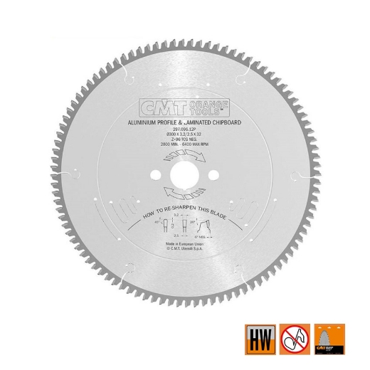 CMT Cirkelzaag voor non-ferro metalen & harde materialen 300x32x3.2mm Z96 HW - 297.096.12P