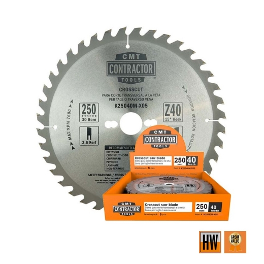 Afbeeldingen van CMT Contractor universele zaag voor hout & OSB 250x30x2.6mm Z40 HW - K25040M-X05