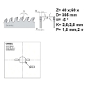Afbeeldingen van CMT Contractor set universele zaagbladen voor hout & OSB 305x30x2.8mm Z40 & Z60 HW - K305M-X02