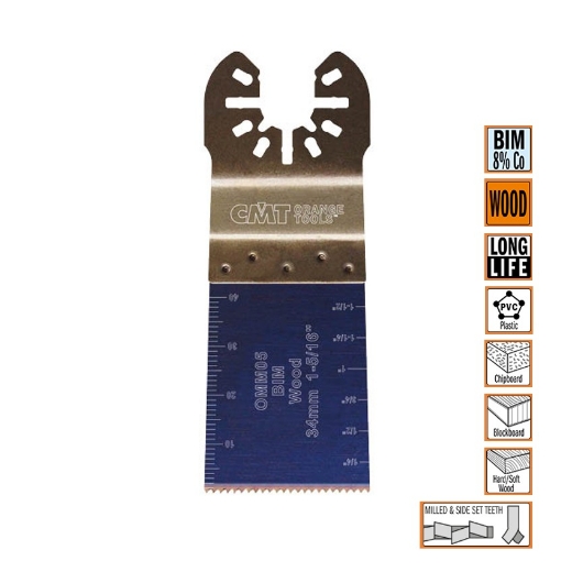 Afbeeldingen van CMT Multitoolzaagblad voor hout & kunststof W=34mm I=40mm Bim 8% Co - OMM05-X1