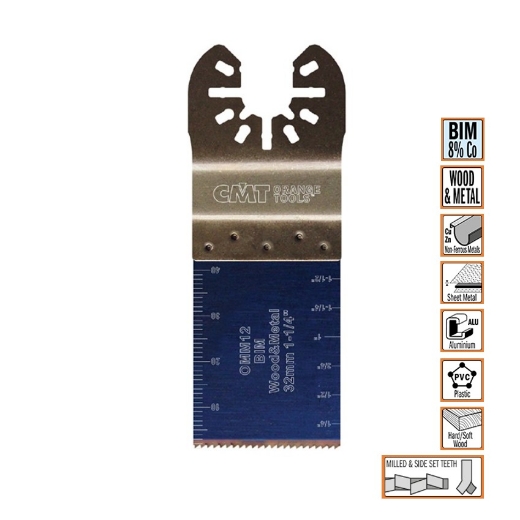 Afbeeldingen van CMT Multitoolzaagblad voor hout & metaal W=32mm I=40mm Bim 8% Co - OMM12-X1