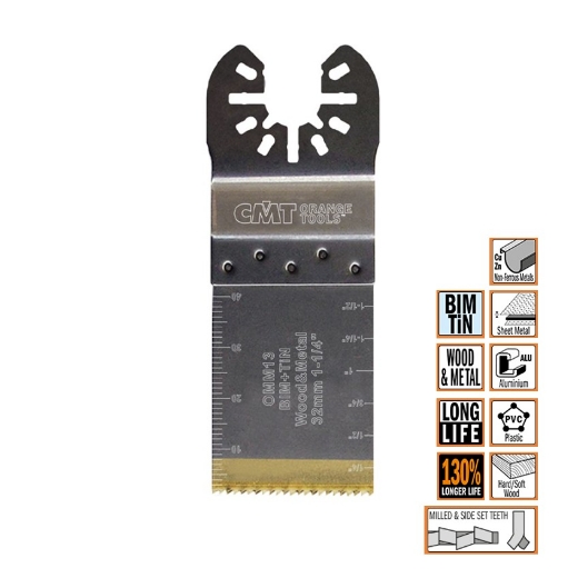 Afbeeldingen van CMT Multitoolzaagblad voor hout & metaal W=32mm I=40mm Bim TIN - OMM13-X1
