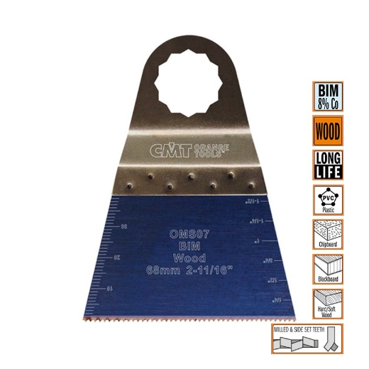 Afbeeldingen van CMT Multitoolzaagblad Fein Supercut voor hout & kunststof W=68mm I=40mm Bim 8% Co - OMS07-X1