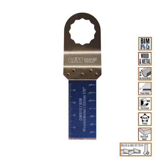 Afbeeldingen van CMT Multitoolzaagblad Fein Supercut voor hout & metaal W=22mm I=48mm Bim 8% Co, 5 stuks - OMS10-X5