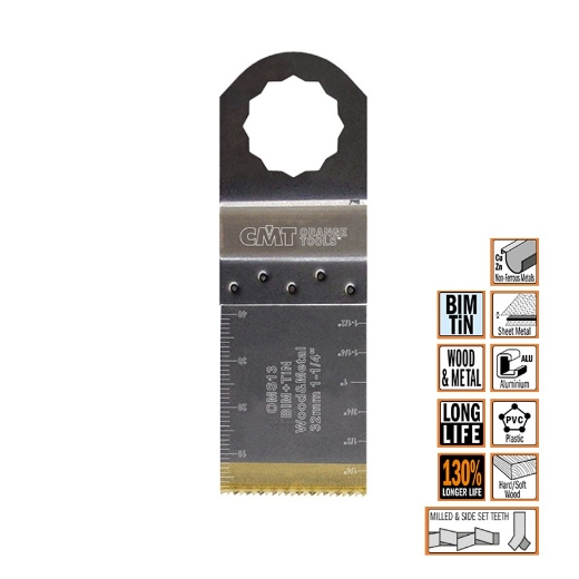 Afbeeldingen van CMT Multitoolzaagblad Fein Supercut voor hout & metaal W=32mm I=40mm Bim TIN, 5 stuks - OMS13-X5