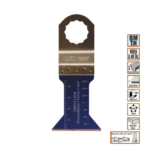 Afbeeldingen van CMT Multitoolzaagblad Fein Supercut voor hout & metaal W=45mm I=48mm Bim 8% Co, 50 stuks - OMS15-X50