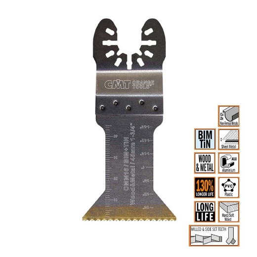 Afbeeldingen van CMT Multitoolzaagblad voor hout & metaal W=45mm I=48mm Bim TIN - OMM16-X1