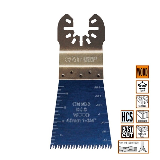 Afbeeldingen van CMT Multitoolzaagblad met Japanse vertanding voor hout & kunststof W=45mm I=50mm HCS, 5 stuks - OMM36-X5