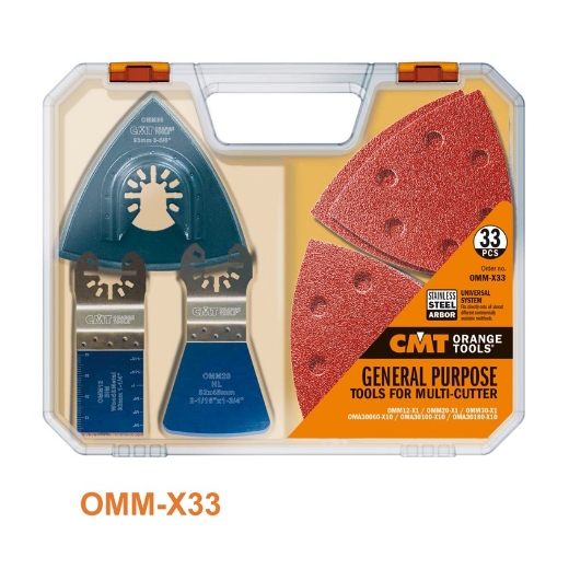 CMT 33 delige multiool set zaagbladen, schuurpapier, schuurvoet & spatel - OMM-X33
