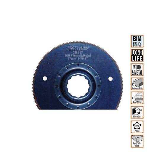 Afbeeldingen van CMT Multitoolzaagblad Fein Supercut rond voor hout & metaal W=87mm Bim 8% Co - OMS17-X1