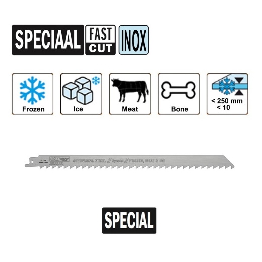 Afbeeldingen van CMT Reciprozaagbladen voor RVS - roestvrij staal L=300mm I=250mm H=19mm K=1.2mm DTZ=250mm inox, 5 stuks - JS1211K-5