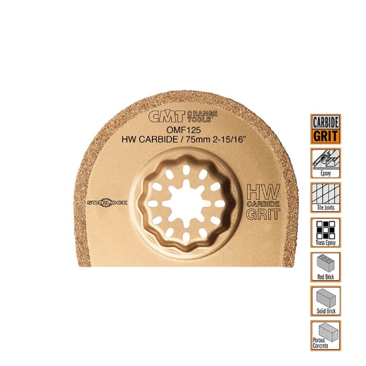 Afbeeldingen van CMT Starlock hardmetalen schijf met korrel voor steen & keramiek W=75mm K=1,2mm HW-korrel, 5 stuks - OMF125-X5