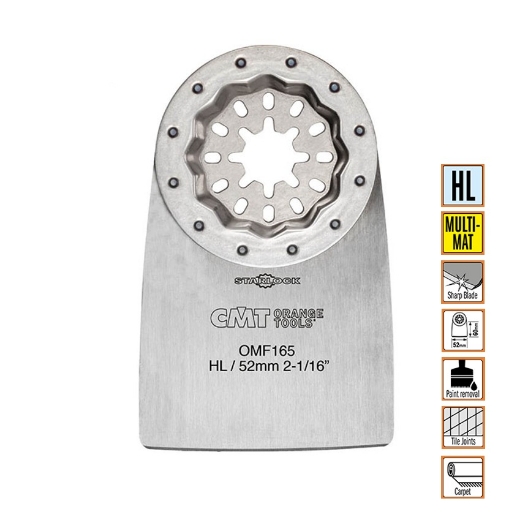 Afbeeldingen van CMT Multitool Starlock spatel / schraper voor universeel gebruik W=52mm K=0.4mm HL - OMF165-X1