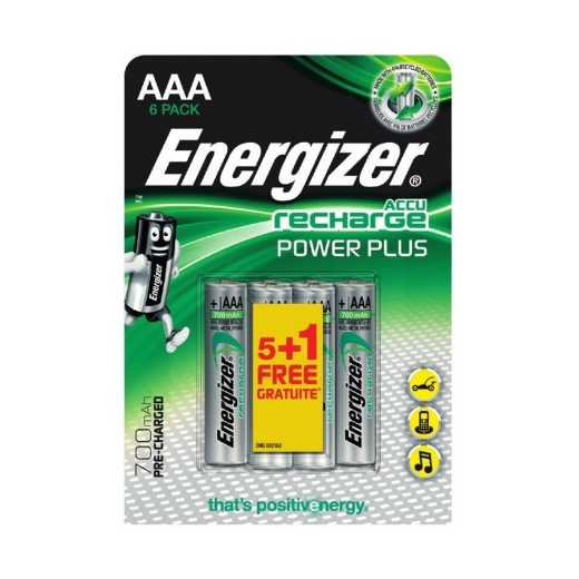 Afbeeldingen van Energizer power plus 700mAh AAA herlaadbaar promo blister 5+1 stuk - 5+1HR03PP850