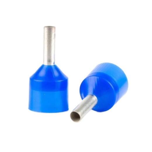Afbeeldingen van 50st. Adereindhuls met isoleerkraag, draaddikte 2.5mm², kleur blauw, lengte 8mm - 529436101