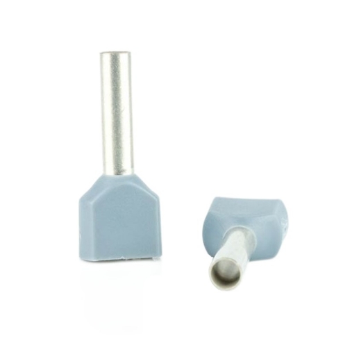 Afbeeldingen van 50st. Adereindhuls dubbel "Twins", draaddikte 2.5mm², kleur grijs, lengte 18.5mm - 5396891