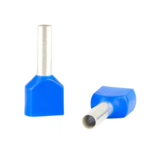 Afbeeldingen van 50st. Adereindhuls dubbel "Twins", draaddikte 2.5mm², kleur blauw, lengte 21.5mm - 5398691