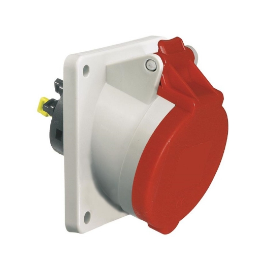 Afbeeldingen van Bals 12757 - Bals paneelmontage wandcontact schuine uitvoering - 6h 16A 5P 400V IP44, flens 85x85, montage 70x70, Quick-Connect