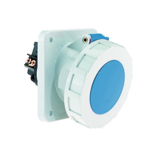 Afbeeldingen van Bals 12103 - Bals paneelmontage wandcontact schuine uitvoering - 9h 125A 4P 230V IP67, flens 114x114, montage 90x90, schroefklem TE