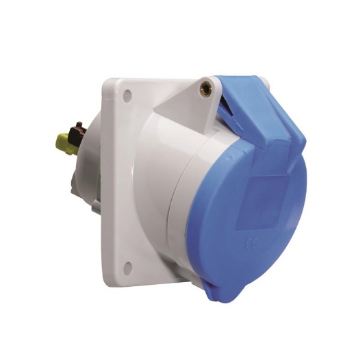 Afbeeldingen van Bals 12761 - Bals paneelmontage wandcontact schuine uitvoering - 6h 32A 3P 230V IP44, flens 85x85, montage 70x70, Quick-Connect