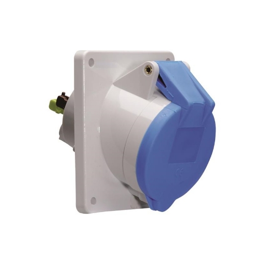 Afbeeldingen van Bals 12789 - Bals paneelmontage wandcontact schuine uitvoering - 6h 32A 3P 230V IP44, flens 100x92, montage 85x77, Quick-Connect