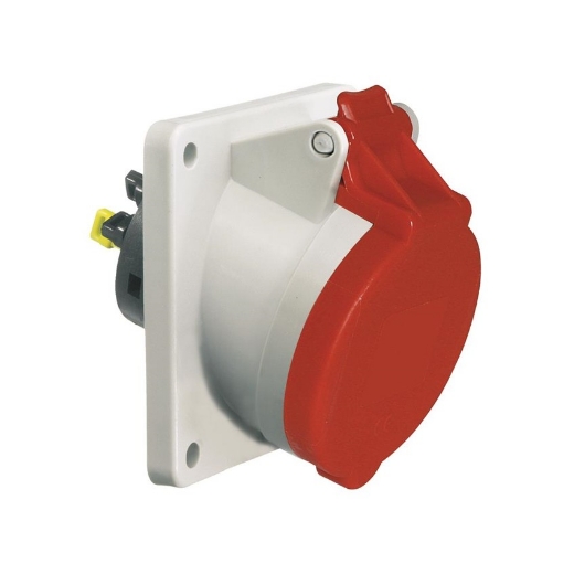 Afbeeldingen van Bals 12764 - Bals paneelmontage wandcontact schuine uitvoering - 6h 32A 4P 400V IP44, flens 85x85, montage 70x70, Quick-Connect