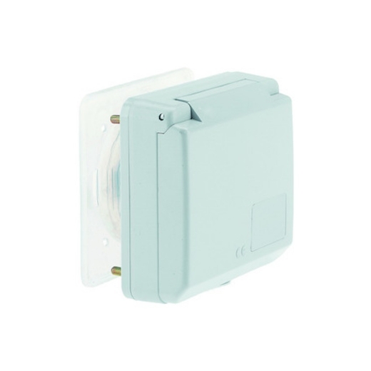 Afbeeldingen van Bals 13107 - Bals paneelmontage wandcontact rechte uitvoering - 9h 16A 3P 230V IP44, flens 91x91, montage 70x70, schroefklem