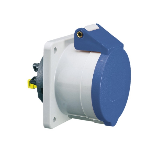 Afbeeldingen van Bals 13692 - Bals paneelmontage wandcontact rechte uitvoering - 9h 16A 4P 230V IP44, flens 75x75, montage 60x60, Quick-Connect