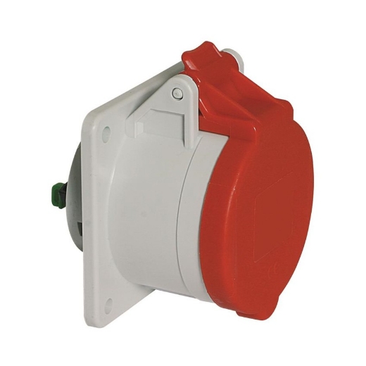 Afbeeldingen van Bals 13693 - Bals paneelmontage wandcontact rechte uitvoering - 6h 16A 4P 400V IP44, flens 75x75, montage 60x60, Quick-Connect