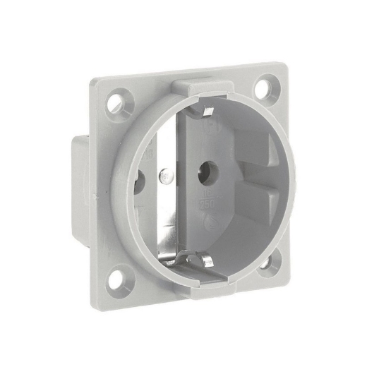 Afbeeldingen van Bals 712 - Bals Schuko wandcontact paneelmontage voor stationaire systemen, wit zonder afdekkap - 16A 3P 230V IP20, flens 50x50, montage 38x387, schroefklem