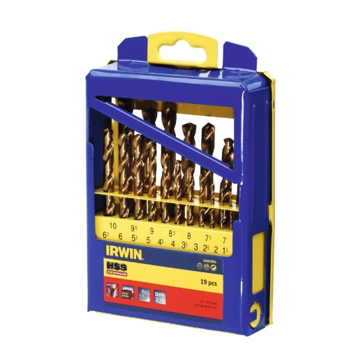 Afbeeldingen van Irwin HSS metaalboren 135° Titanium, 19-delige set in metalen koffer: 1 - 10mm in stappen van 0.5mm - 10502603